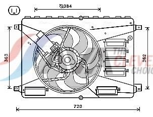 Ventilador elétrico de esfriamento montado (motor + roda de aletas) Ford Kuga I CBV